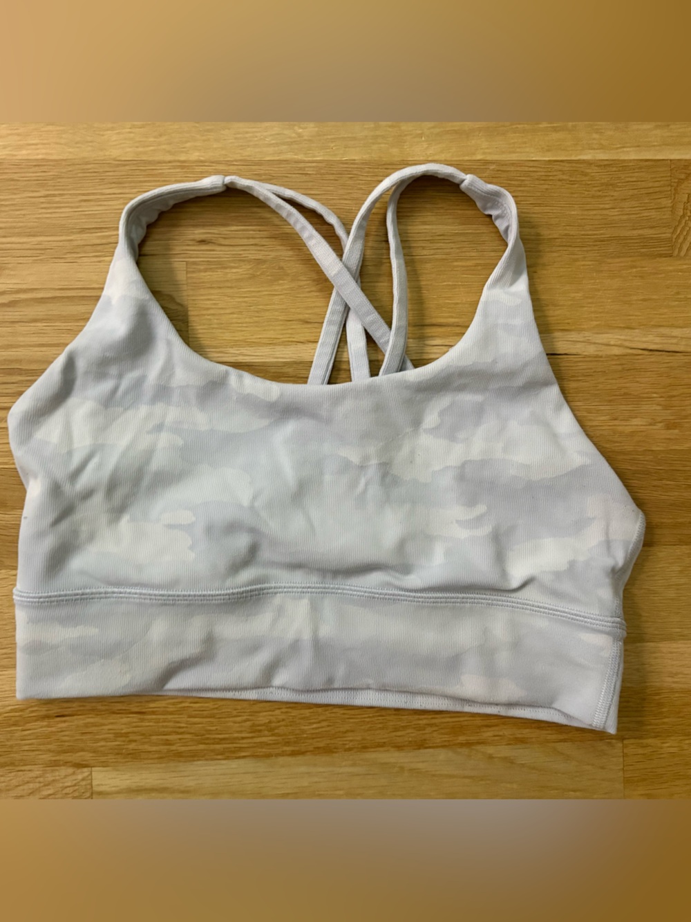 Lululemon Energy bra white/ grey camo size 8